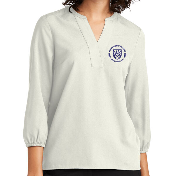 Mercer+Mettle Women's Stretch Crepe 3/4 Sleeve Blouse - Embroidered Logo Thumbnail